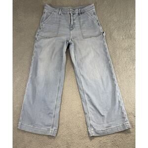 American Eagle Carpenter Jeans Womens 16 Blue Super High Rise Baggy Wide Leg